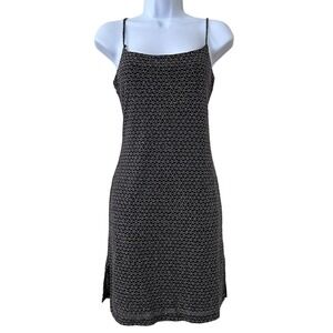 Vintage Von Mozart Metallic Slip Mini Dress Spaghetti strap Y2K Side Slit Sz M